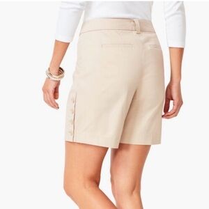 Talbot’s Khaki Bermuda Shorts with Button Detail